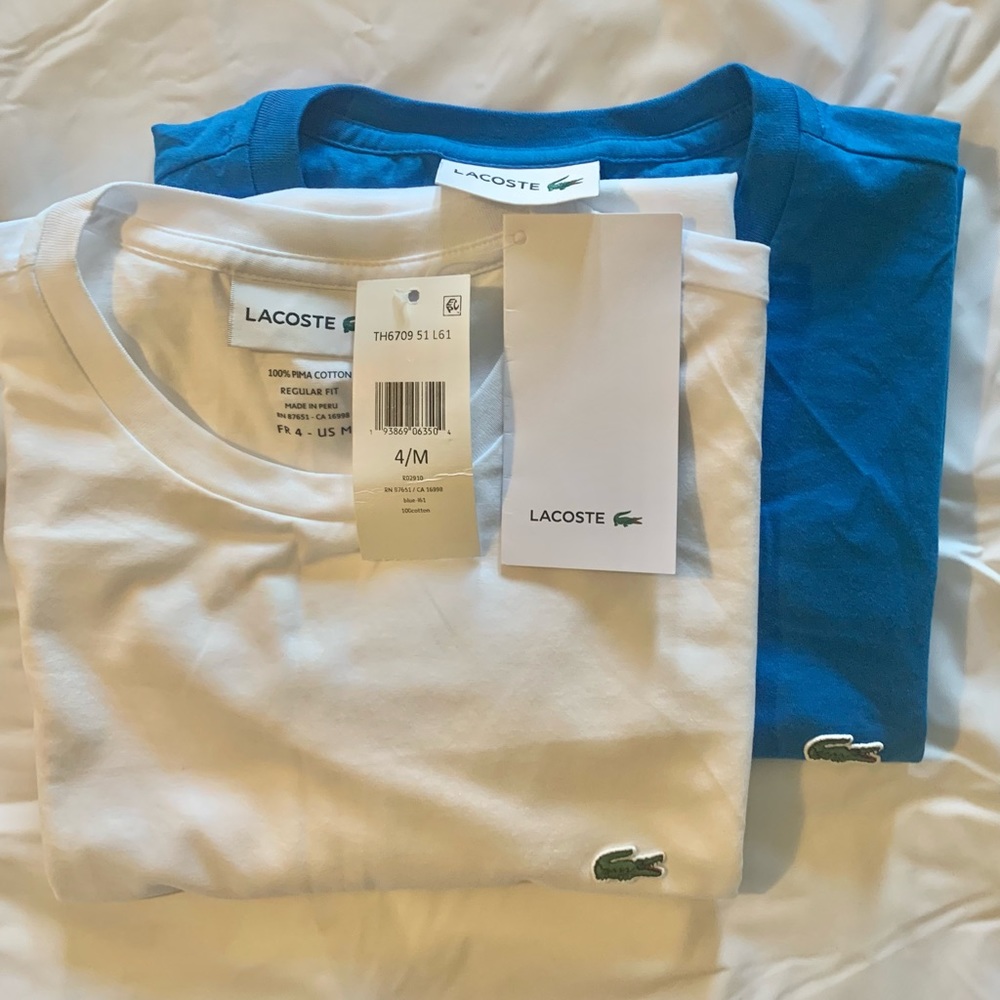 Lacoste mens shirt blue and white
